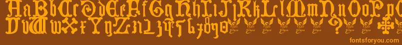 GermanBlackletters15thC-Schriftart – Orangefarbene Schriften auf braunem Hintergrund