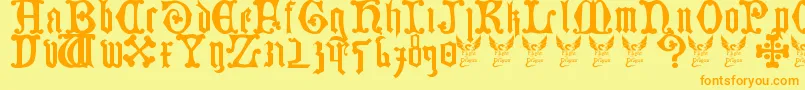 GermanBlackletters15thC-Schriftart – Orangefarbene Schriften auf gelbem Hintergrund