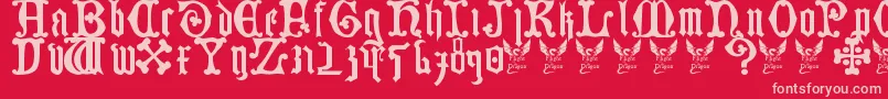 Fonte GermanBlackletters15thC – fontes rosa em um fundo vermelho