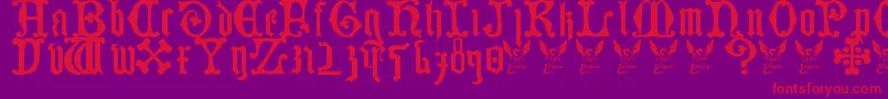 GermanBlackletters15thC-Schriftart – Rote Schriften auf violettem Hintergrund