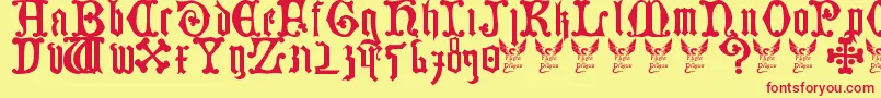 Fonte GermanBlackletters15thC – fontes vermelhas em um fundo amarelo