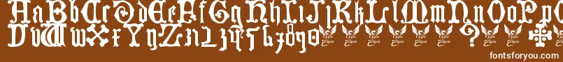 GermanBlackletters15thC-Schriftart – Weiße Schriften auf braunem Hintergrund