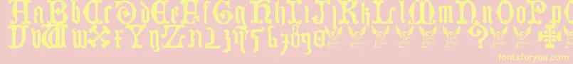 GermanBlackletters15thC-Schriftart – Gelbe Schriften auf rosa Hintergrund