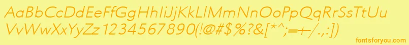 UrwgrotesktextligextwidOblique Font – Orange Fonts on Yellow Background