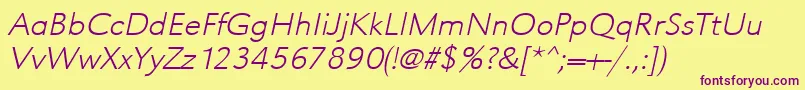 UrwgrotesktextligextwidOblique Font – Purple Fonts on Yellow Background