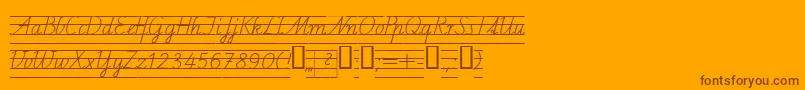 Schulschriftcl4-Schriftart – Braune Schriften auf orangefarbenem Hintergrund