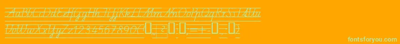 Schulschriftcl4-Schriftart – Grüne Schriften auf orangefarbenem Hintergrund