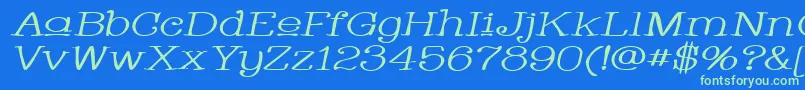 WhackadooUpperWideItalic Font – Green Fonts on Blue Background