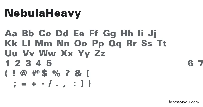Schriftart NebulaHeavy – Alphabet, Zahlen, spezielle Symbole