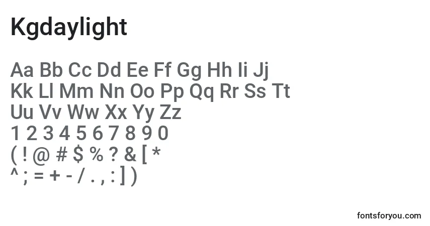 Czcionka Kgdaylight – alfabet, cyfry, specjalne znaki