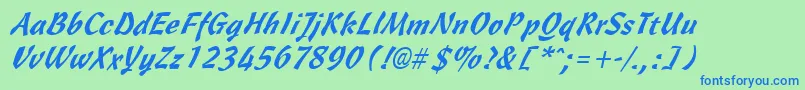 CassiaItalic Font – Blue Fonts on Green Background
