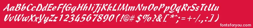 フォントCassiaItalic – 赤い背景に白い文字