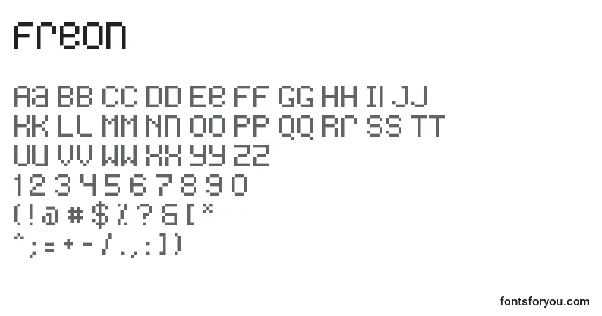 Шрифт Freon – алфавит, цифры, специальные символы