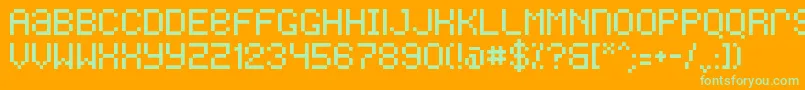 Freon-Schriftart – Grüne Schriften auf orangefarbenem Hintergrund