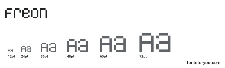 Размеры шрифта Freon
