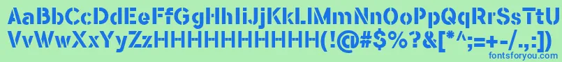 FlamanteStencilBoldFfp-fontti – siniset fontit vihreällä taustalla