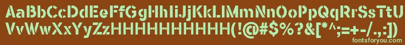 FlamanteStencilBoldFfp-fontti – vihreät fontit ruskealla taustalla