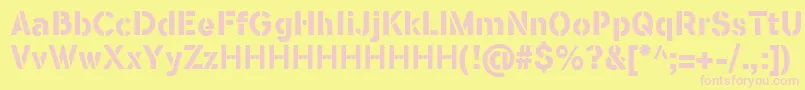 FlamanteStencilBoldFfp-fontti – vaaleanpunaiset fontit keltaisella taustalla