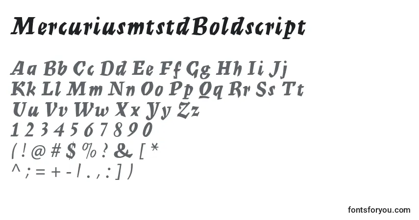 Fuente MercuriusmtstdBoldscript - alfabeto, números, caracteres especiales