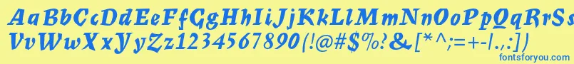 Czcionka MercuriusmtstdBoldscript – niebieskie czcionki na żółtym tle