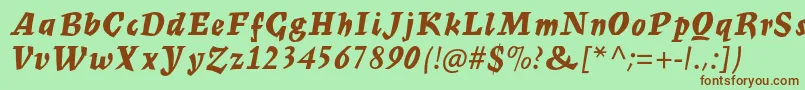 Шрифт MercuriusmtstdBoldscript – коричневые шрифты на зелёном фоне