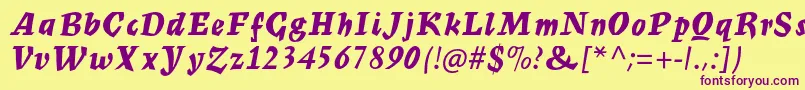 MercuriusmtstdBoldscript Font – Purple Fonts on Yellow Background