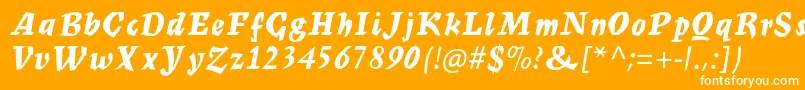 Czcionka MercuriusmtstdBoldscript – białe czcionki na pomarańczowym tle