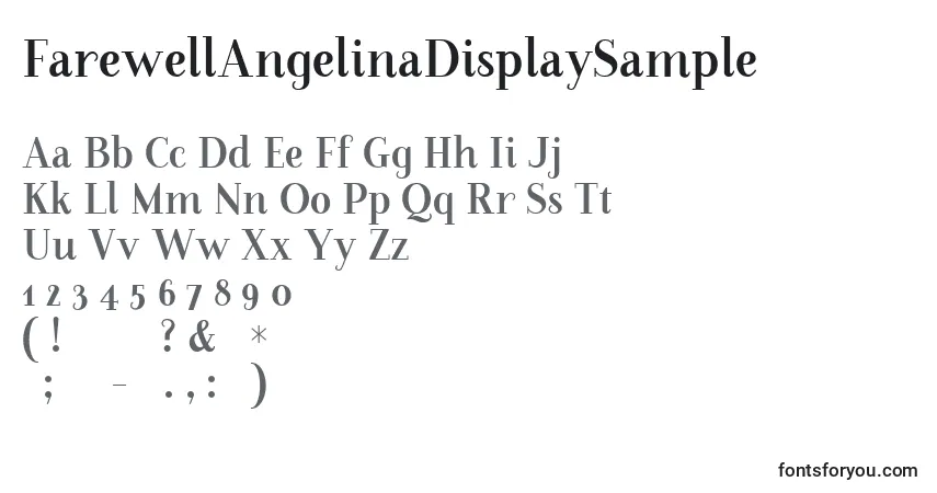 Czcionka FarewellAngelinaDisplaySample – alfabet, cyfry, specjalne znaki