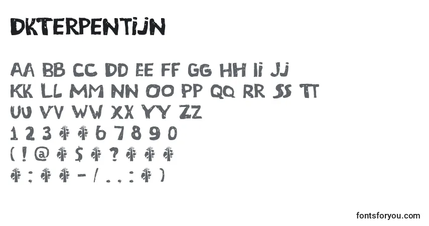 A fonte DkTerpentijn – alfabeto, números, caracteres especiais