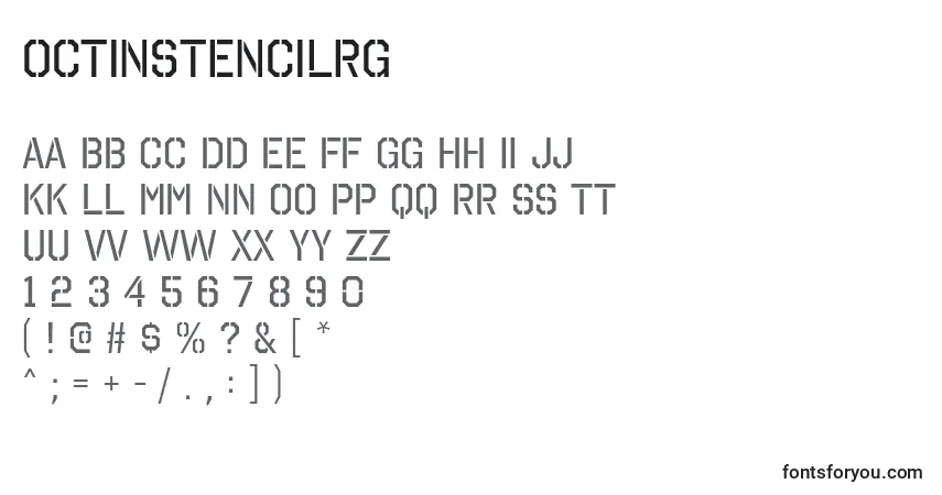 Schriftart OctinStencilRg – Alphabet, Zahlen, spezielle Symbole