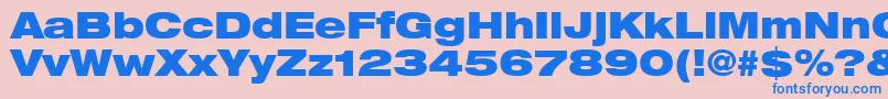 フォントHelveticaLt93BlackExtended – ピンクの背景に青い文字