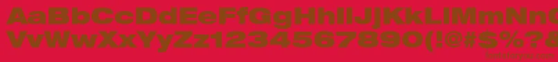 HelveticaLt93BlackExtended-Schriftart – Braune Schriften auf rotem Hintergrund