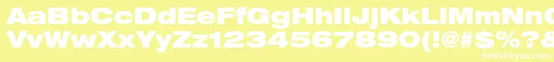 HelveticaLt93BlackExtended-fontti – valkoiset fontit keltaisella taustalla
