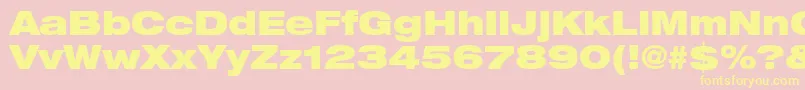 HelveticaLt93BlackExtended-Schriftart – Gelbe Schriften auf rosa Hintergrund