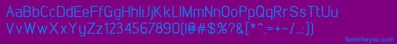 LintelMedium-Schriftart – Blaue Schriften auf violettem Hintergrund
