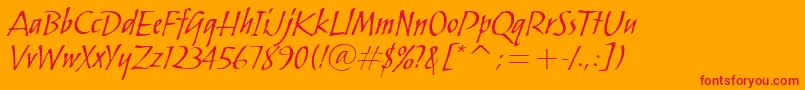 SkylarkItcTt-Schriftart – Rote Schriften auf orangefarbenem Hintergrund