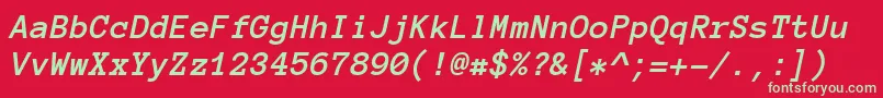 AnonymousProBoldItalic Font – Green Fonts on Red Background