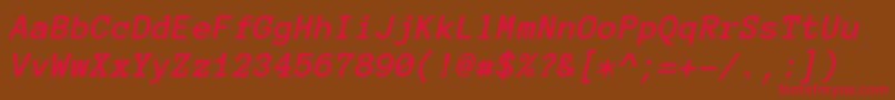 AnonymousProBoldItalic Font – Red Fonts on Brown Background