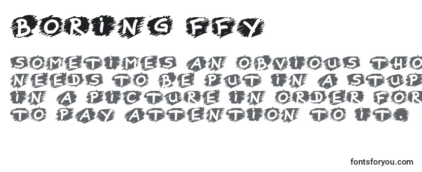Überblick über die Schriftart Boring ffy
