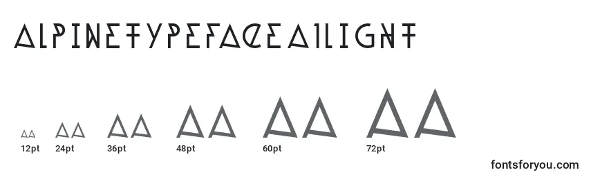 Größen der Schriftart AlpineTypefaceA1Light