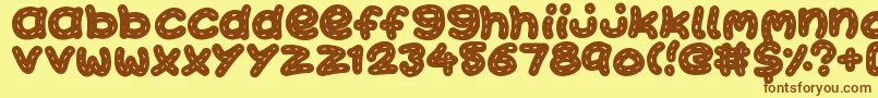 KawaiiStitch Font – Brown Fonts on Yellow Background