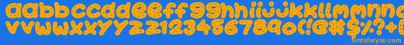 KawaiiStitch Font – Orange Fonts on Blue Background