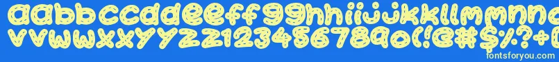 KawaiiStitch Font – Yellow Fonts on Blue Background