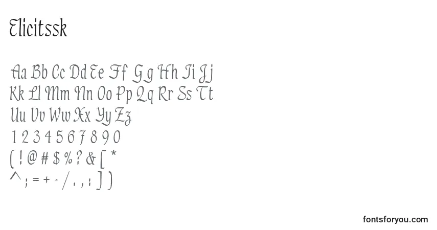 Schriftart Elicitssk – Alphabet, Zahlen, spezielle Symbole