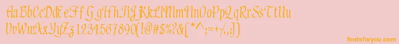 フォントElicitssk – オレンジの文字がピンクの背景にあります。