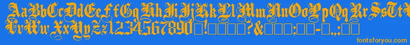 PlainblackNormal-Schriftart – Orangefarbene Schriften auf blauem Hintergrund