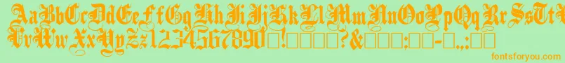 Weitere Informationen zur PlainblackNormal-Schriftart PlainblackNormal-Schriftart – Orangefarbene Schriften auf grünem Hintergrund