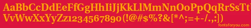 フォントUtopiaBoldWithOldstyleFigures – 赤い背景にオレンジの文字