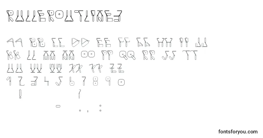 A fonte Rulleroutline3 – alfabeto, números, caracteres especiais
