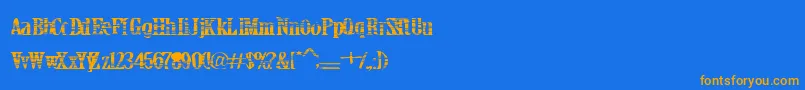 Crackbars-Schriftart – Orangefarbene Schriften auf blauem Hintergrund